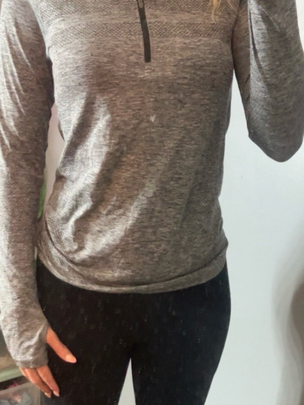 Nike Heather Gray Long-Sleeve Half-Zip Performance Top
